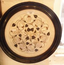 Piet a dura round marble wall plate in ebonised frame
