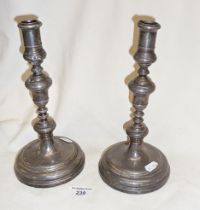 Pair of Georgian style silver candlesticks London 1942, maker William Comyns & Sons, 10" tall