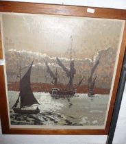 Impressionistic sailing boats oil on board by M.J. Sanders, dated 1974, 21" x 24"