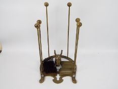 A cast iron boot holder / scraper / cleaner with horse head decoration, approximately 51 cm (h),
