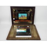 An advertising mirror for Scots Greys Whisky, approximately 45 cm x 55 cm and a further mirror,