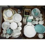 Mixed ceramic table wares to include Wedgwood, Royal Goedewaagen and similar, two boxes,