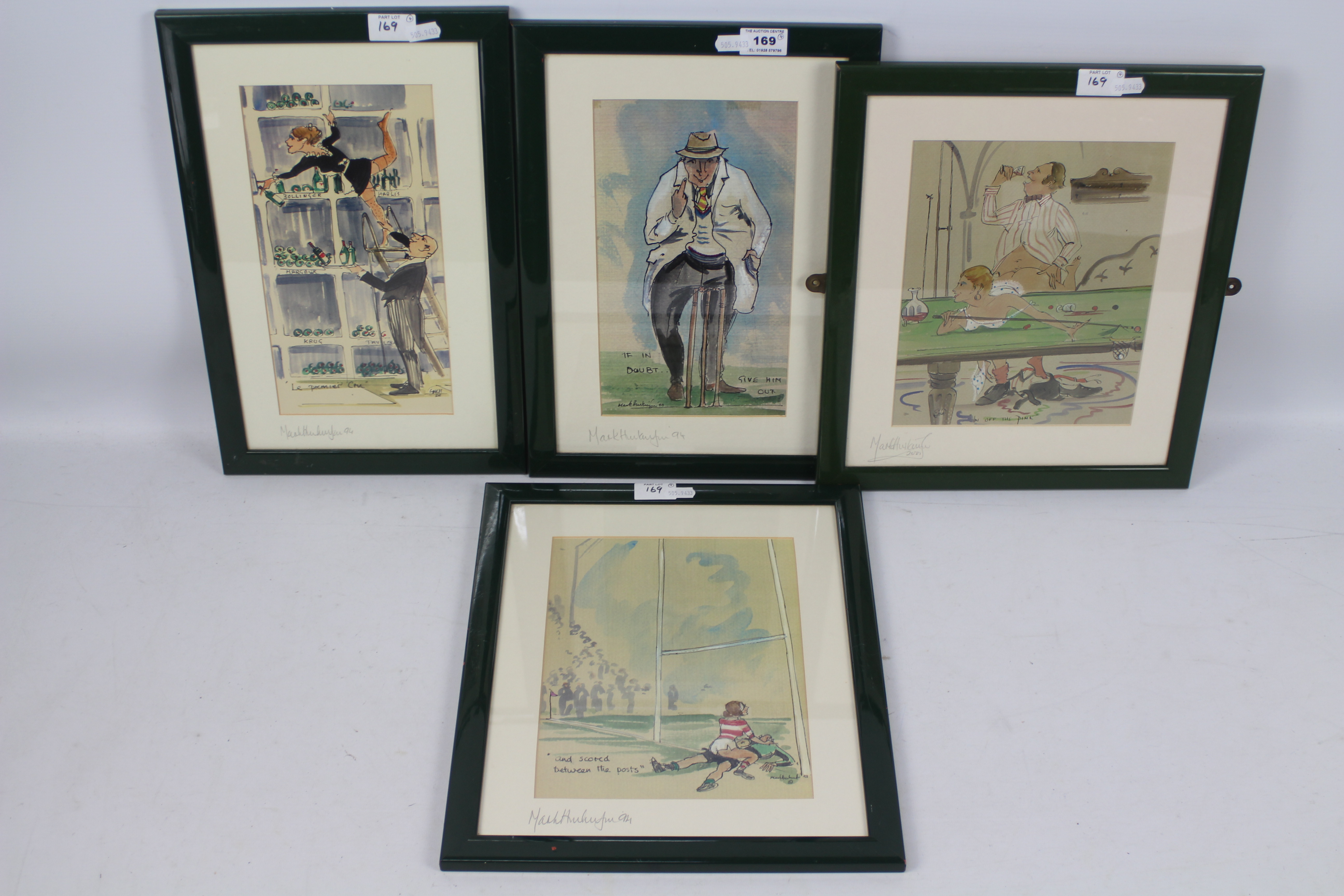 Mark Huskinson (1935-2018) - Four risque colour prints, signed and dated in pencil by the artist,