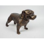 A bronzed, cast iron model of a pitbull, approximately 18 cm (h),