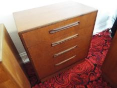 G Plan Furniture - a teak chest of four drawers, 76 cm x 72 cm x 44 cm,