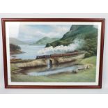 A large, framed, railway related print a