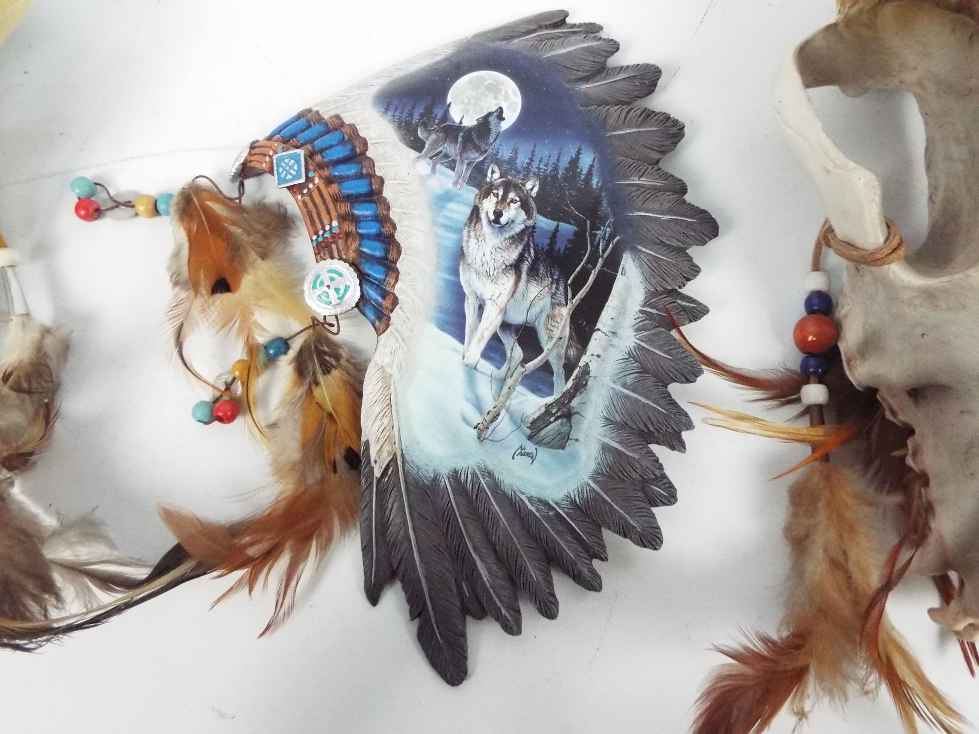 Three pieces of native American themed w - Image 2 of 4