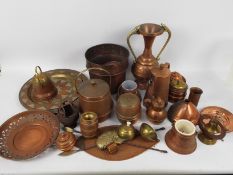Mixed metalware comprising copper and brass.
