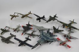 Airfix - A collection of 16 x pre built model kit aircraft in various scales including Henschel Hs