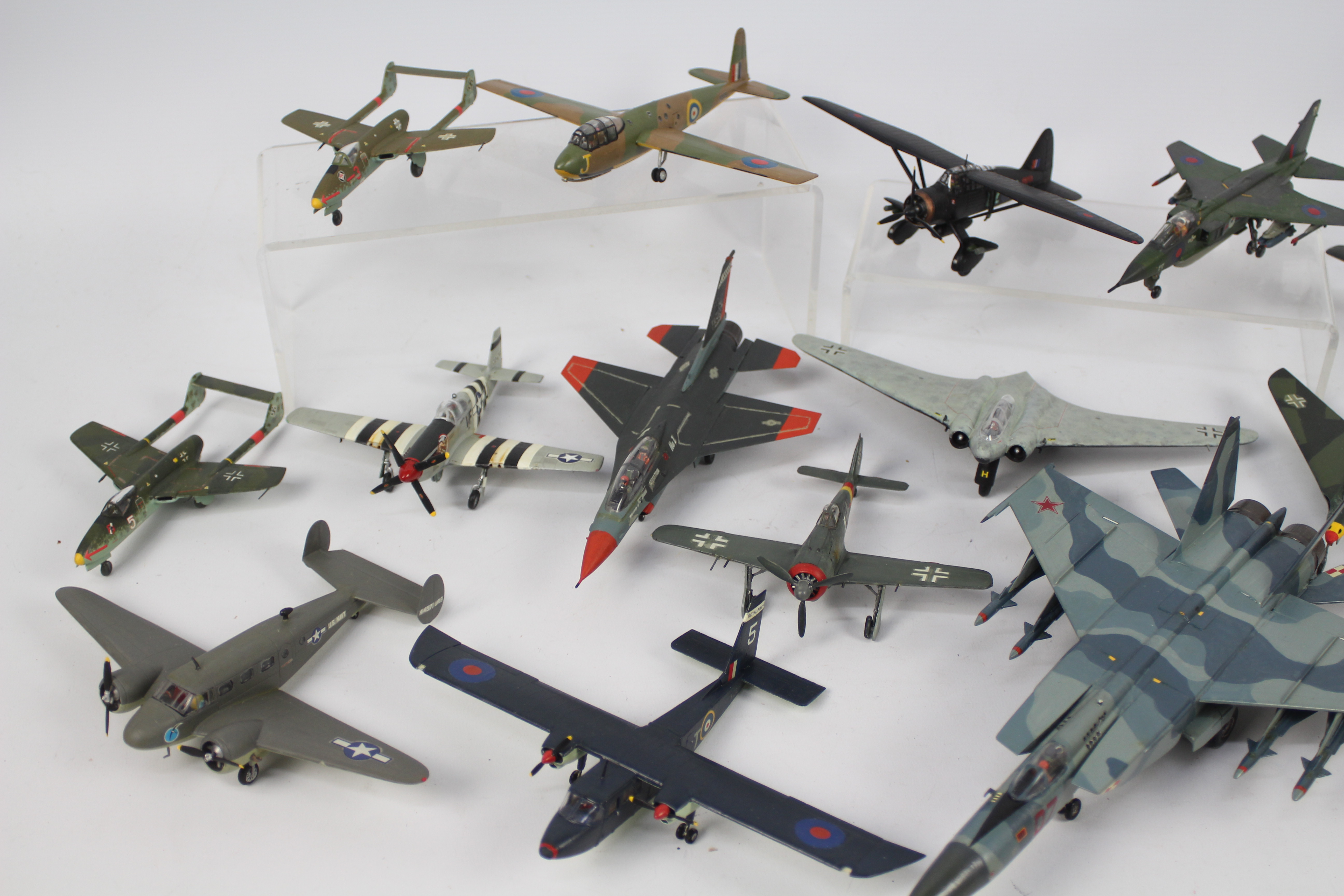 Airfix - A collection of 16 x pre built model kit aircraft in various scales including Henschel Hs - Image 2 of 3