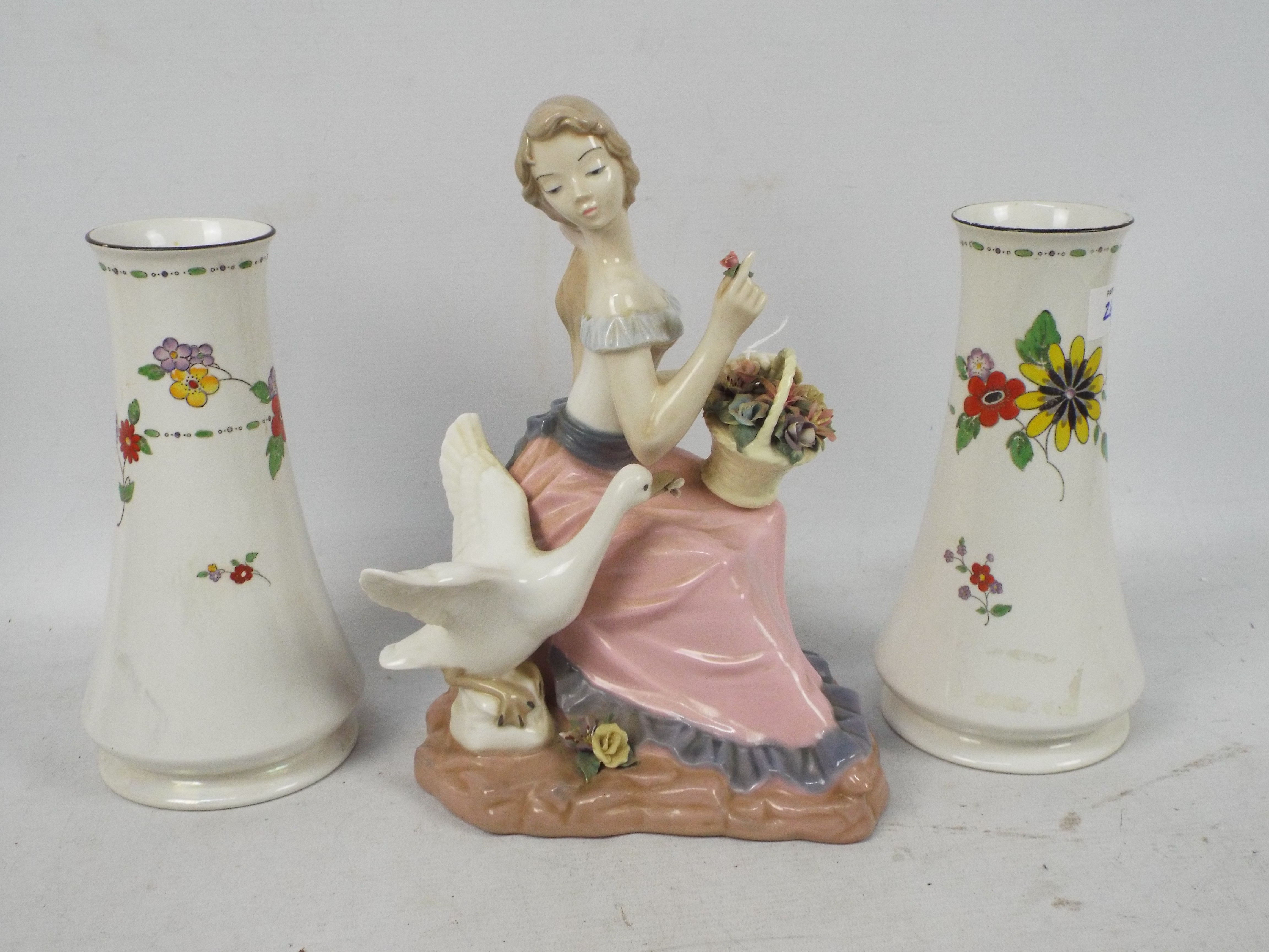 A pair of Shelley vases with floral deco