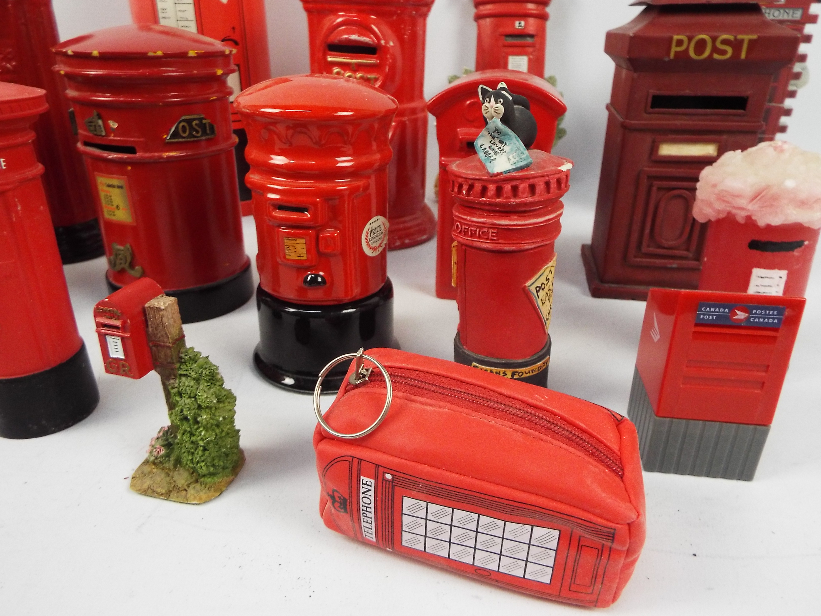 A collection of various Post Office pillar box models, money banks and similar. - Image 2 of 11