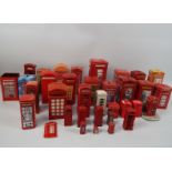 A collection of models, money banks and similar in the form of telephone boxes.