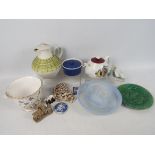 Mixed ceramics and glassware to include a Denby Burlington (green colourway) coffee pot,