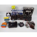 Lot to include radio control handsets, battery packs, electronic components, cables and similar,