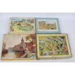 Victory Puzzle ; Seaboard - Four vintage wooden / plywood jigsaw puzzles.