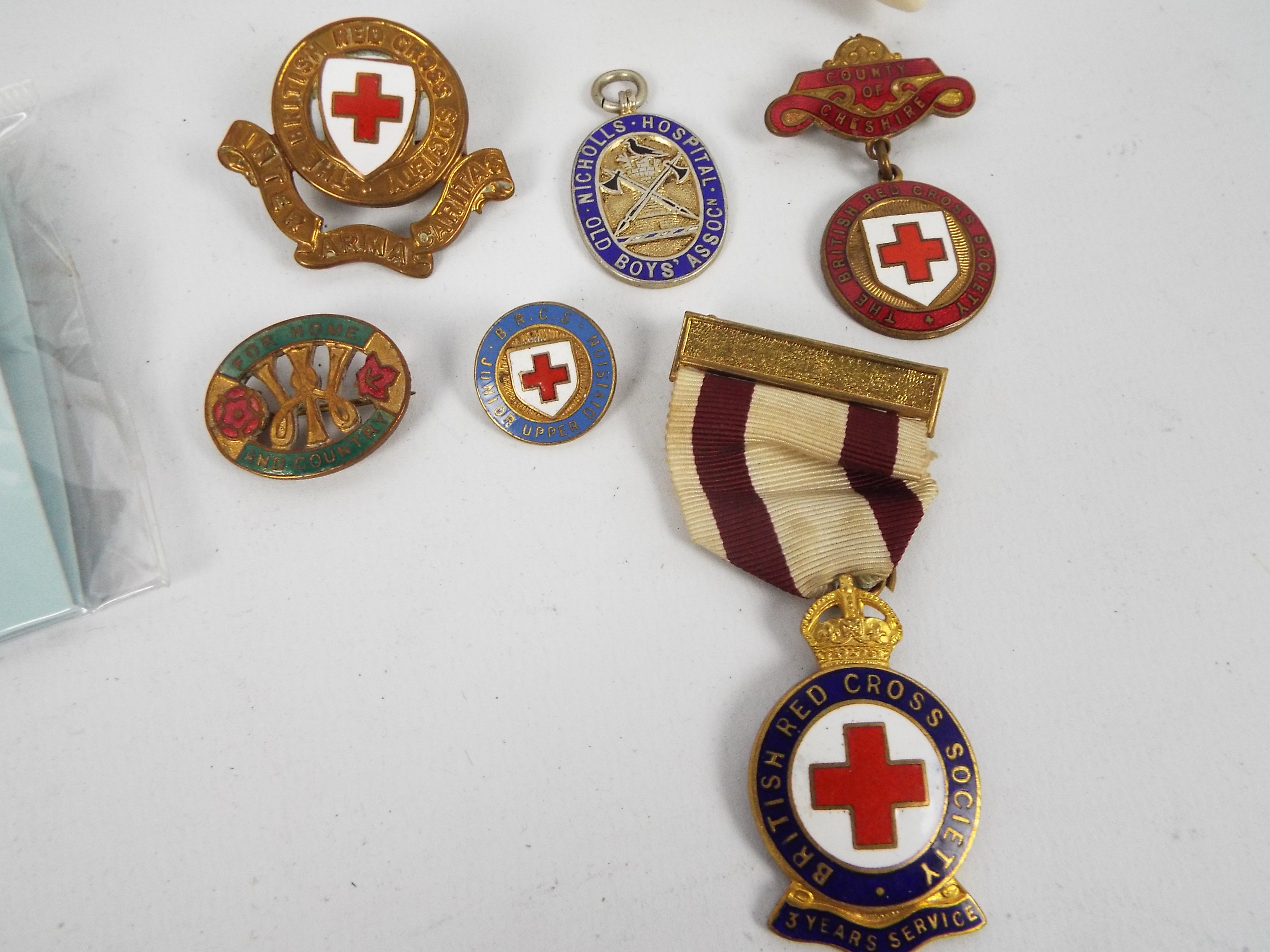 Lot to include enamel badges, silver and enamel medallion, - Image 2 of 3