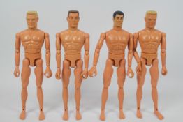 GI Joe - Four unboxed naked 12” GI Joe action figures. All the figures are marked ‘1996 HASBRO INC.