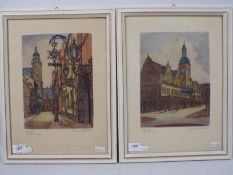 Friedrich Schick - Two late 19th century hand coloured engravings depicting Leipzig,