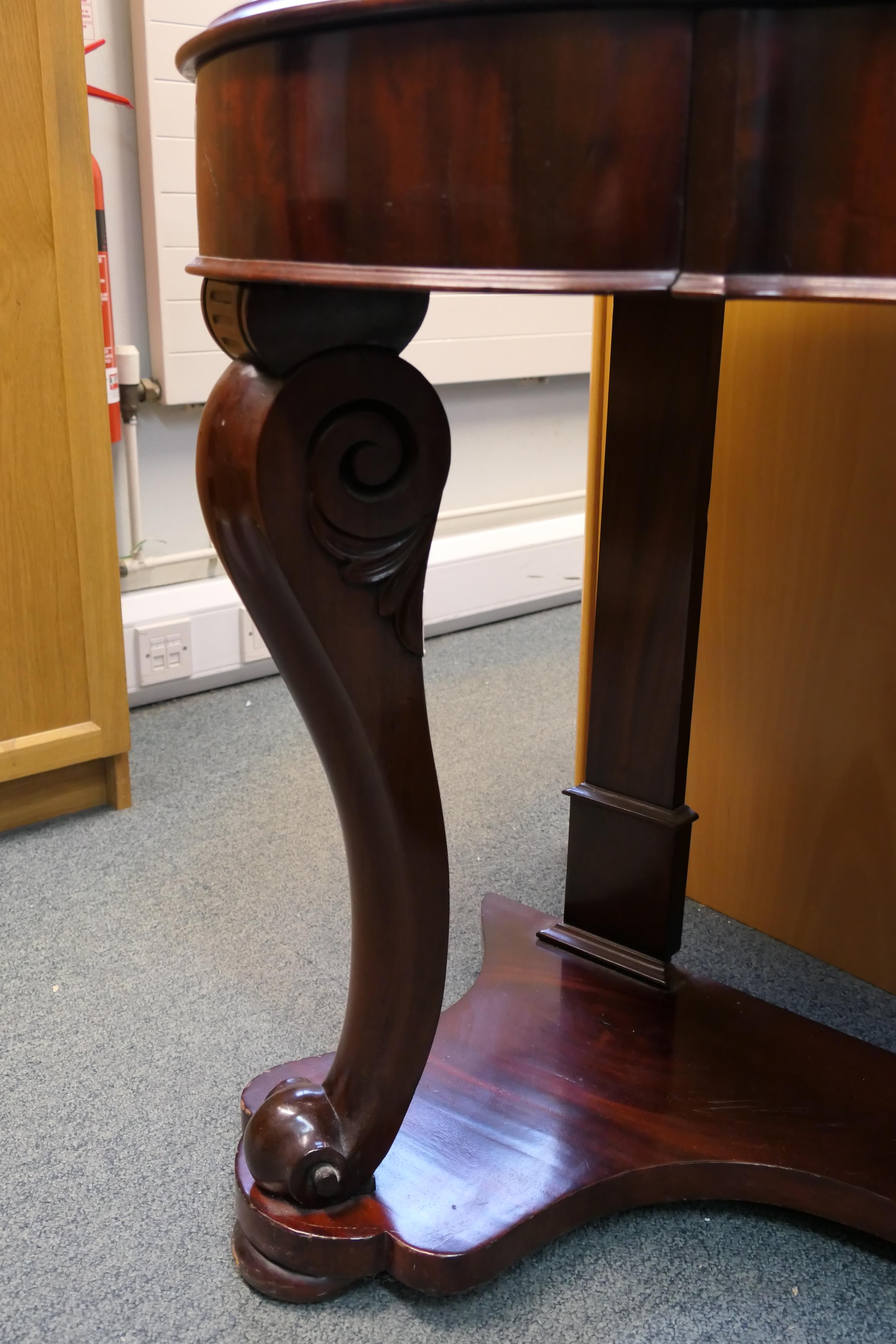 A mahogany, serpentine front, ledgeback console table with narrow central drawer, - Image 4 of 5