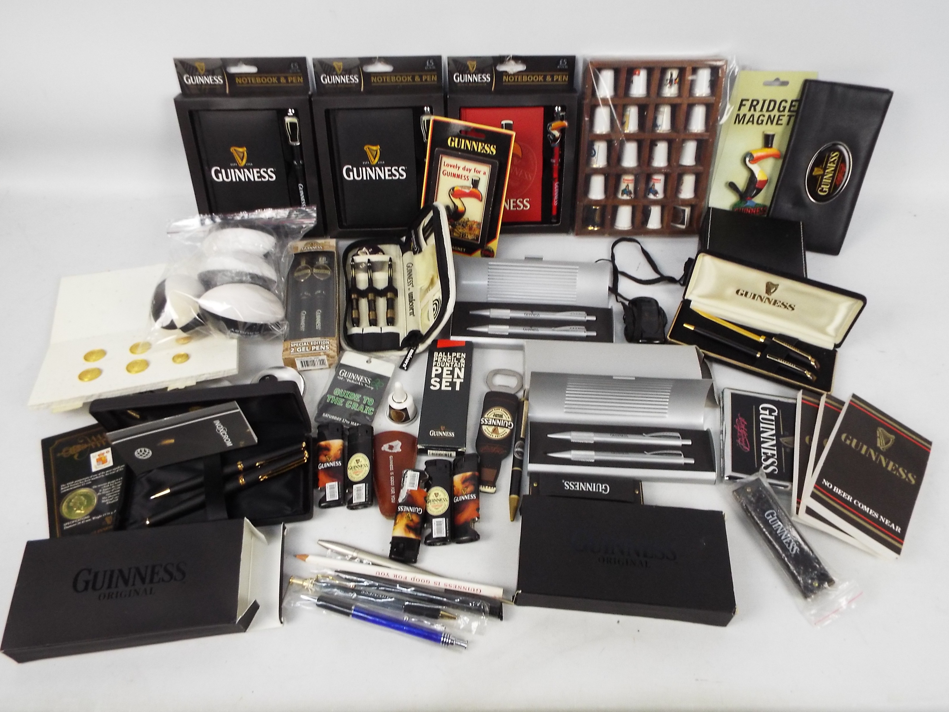 Guinness - Mixed Guinness branded collectables to include pens / pen sets, cufflinks, thimbles,