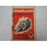 Speedway Programme, Wimbledon v Harringa