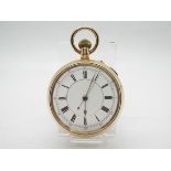 18K - A yellow metal cased pocket watch,