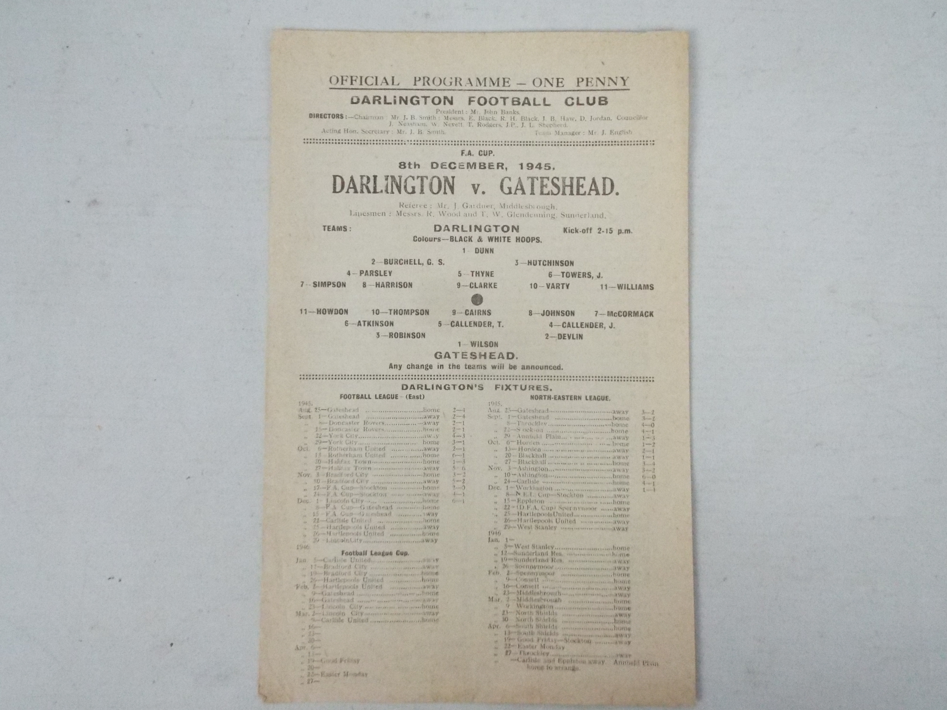 Darlington Football Programme, Home issu