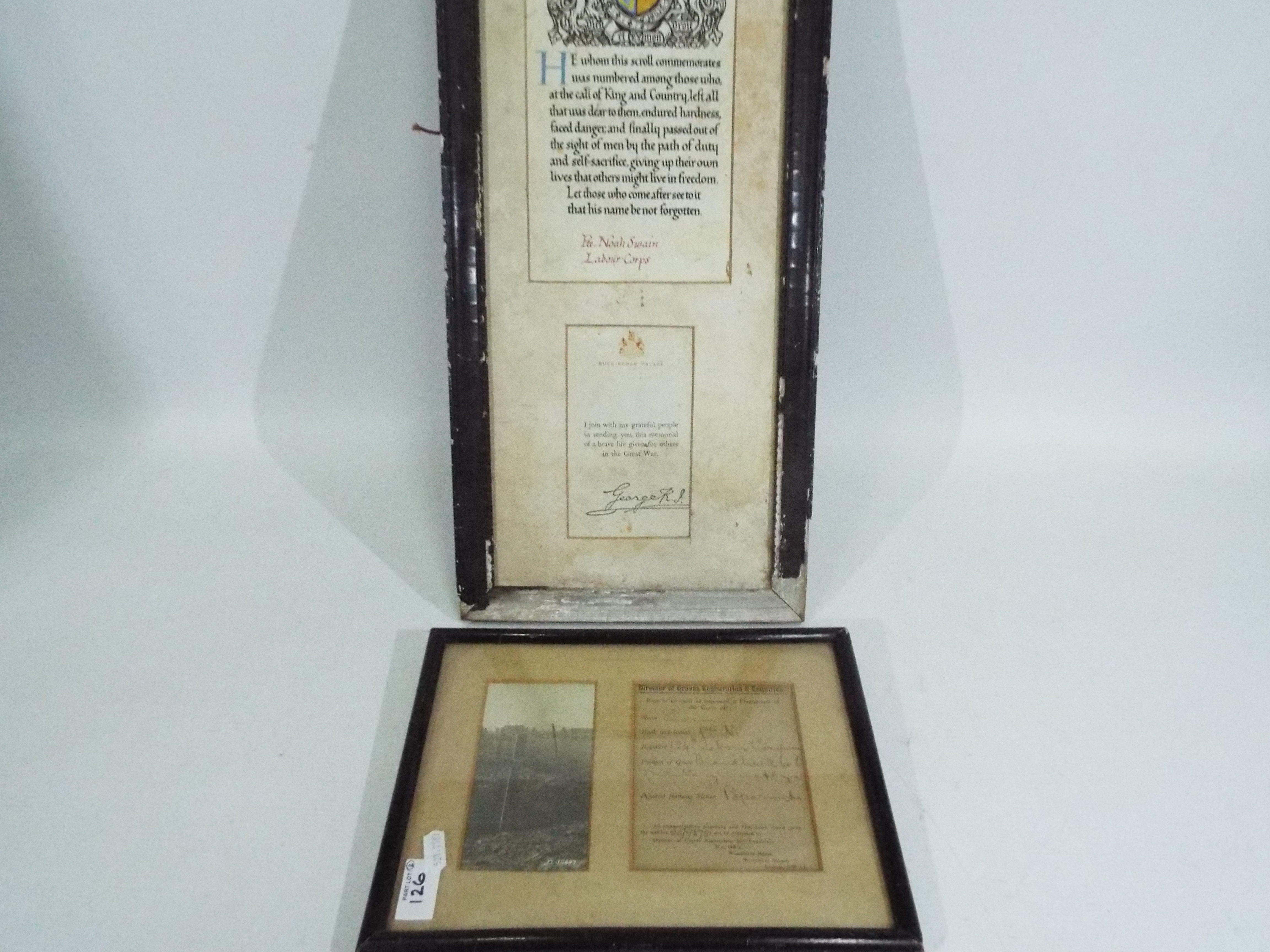 A framed memorial scroll, Director of Gr