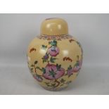 A large Chinese ginger jar decorated wit