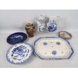 Mixed ceramics, predominantly blue and w