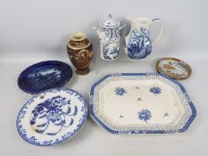 Mixed ceramics, predominantly blue and w