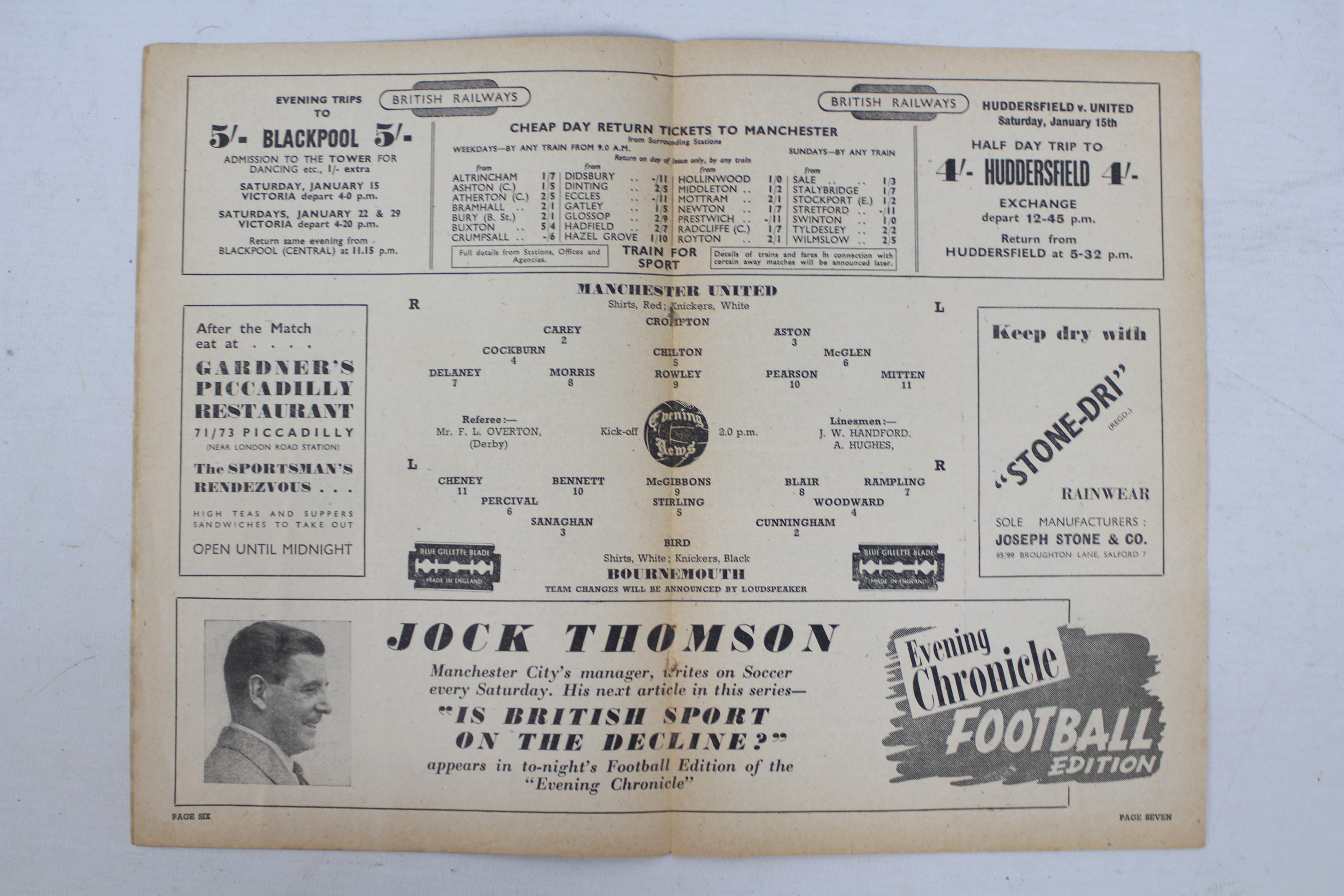 Football Programme, Manchester United v - Image 2 of 3