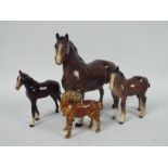 Beswick and similar horse figures, largest approximately 19 cm (h).