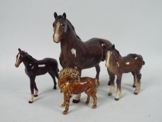 Beswick and similar horse figures, largest approximately 19 cm (h).