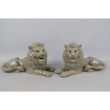 A large pair of crackle glaze lions, impressed seal mark to the base of one,