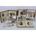 A mixed lot to include two antique leather bound albums containing cabinet cards and cartes de