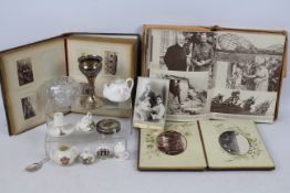 A mixed lot to include two antique leather bound albums containing cabinet cards and cartes de