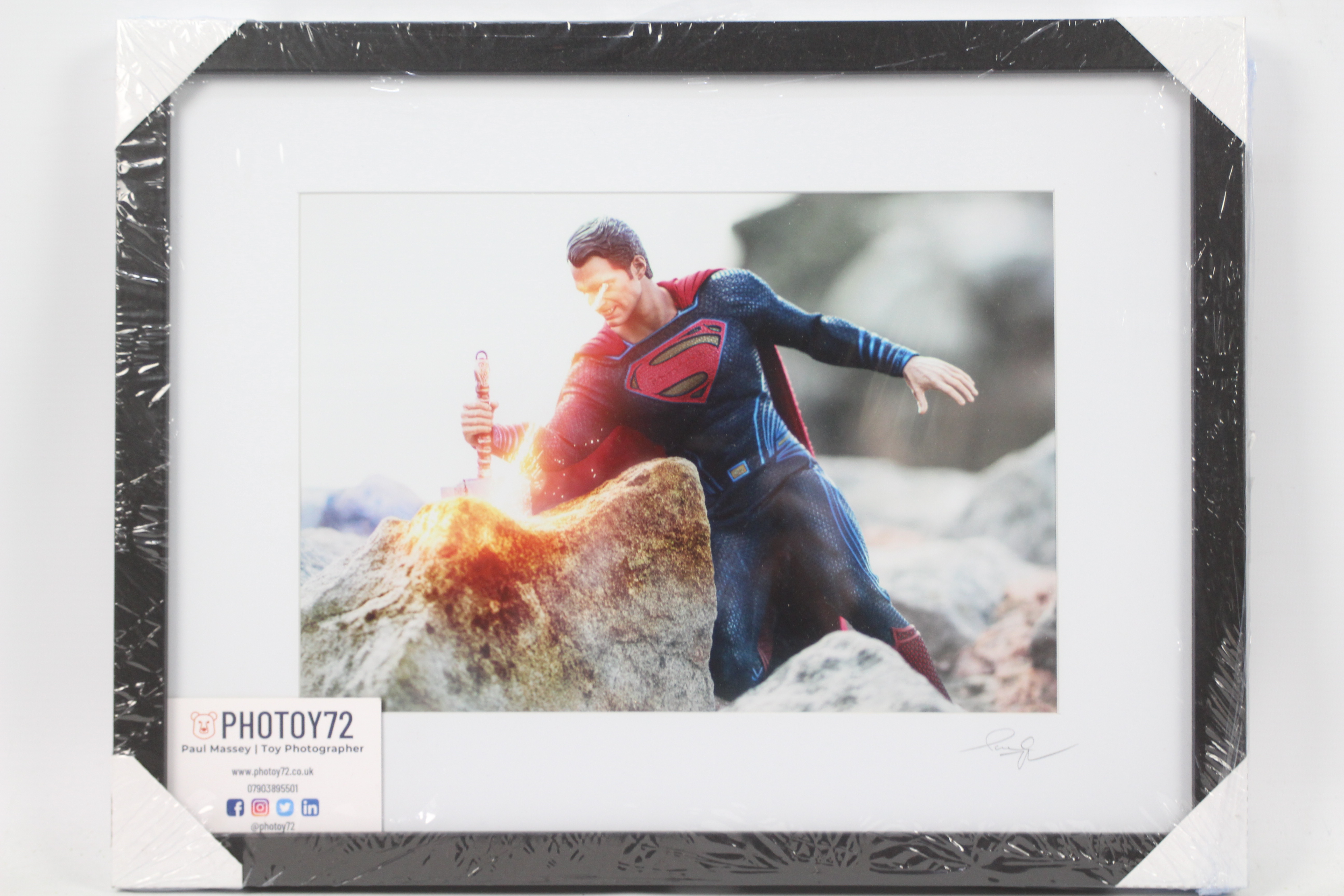 Superman - Toy Photography - A high quality signed framed A4 print of the Man Of Steel Pulling - Image 2 of 4