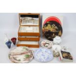 A mixed lot comprising a jewellery box, ceramics including Wedgwood, glassware and other.