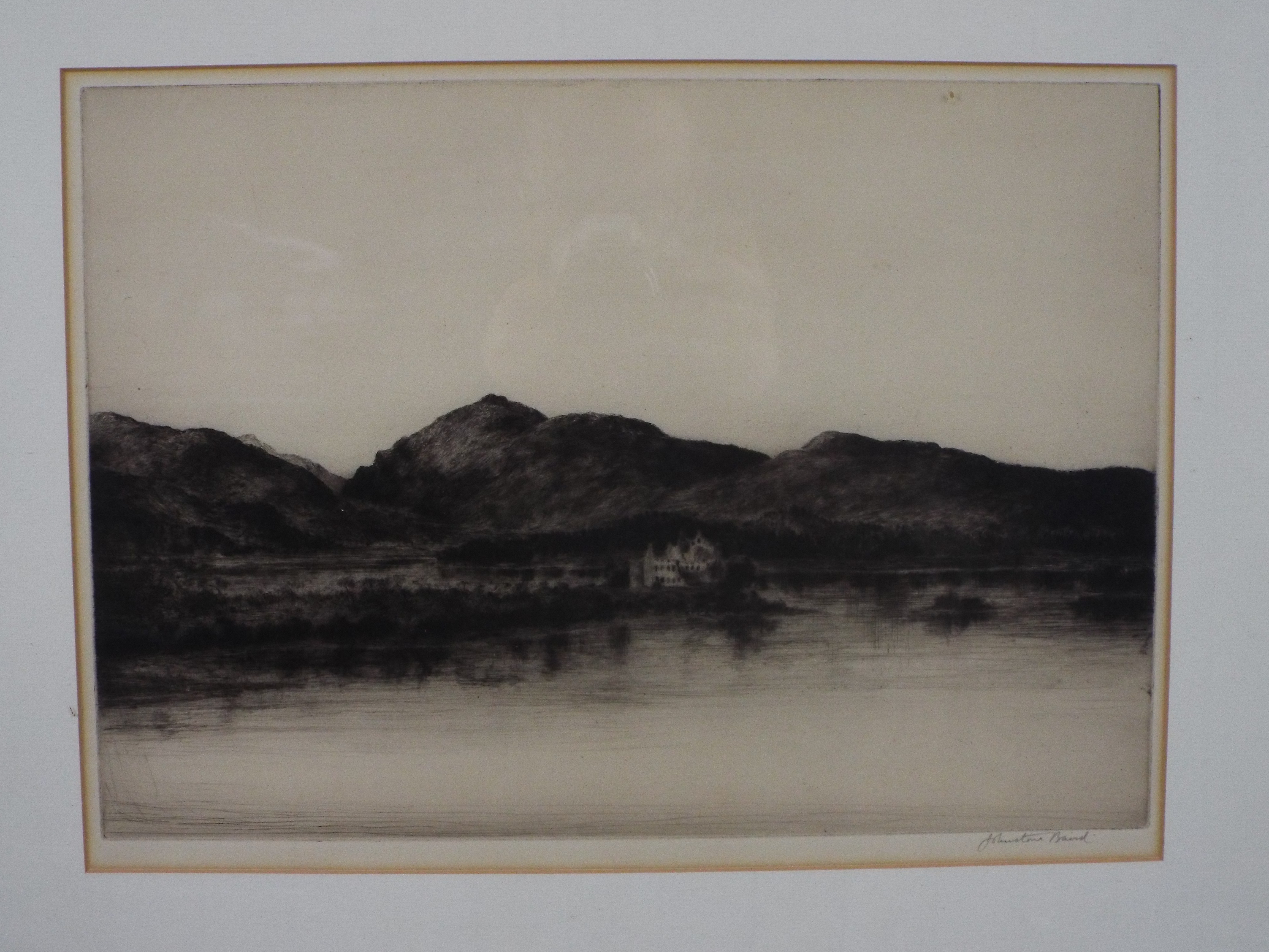 A framed etching, signed in pencil Johnstone Baird, lochside scene, - Image 7 of 11