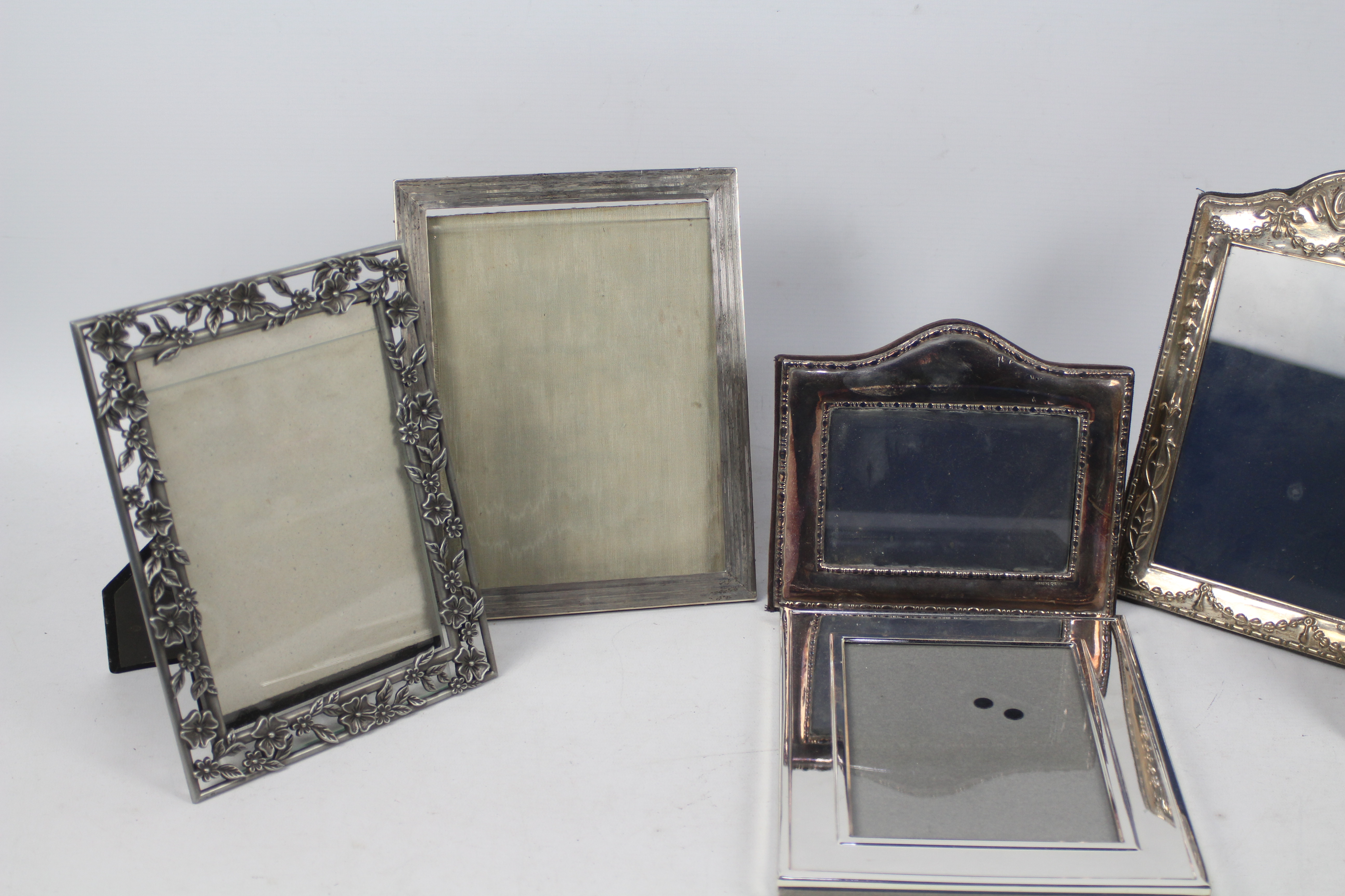 Six easel back photograph frames three of which are silver mounted, - Image 2 of 3