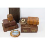 Lot to include a twin drawer index card chest, baize lined case, trinket boxes and similar.