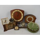 A collection of various clocks, Metamec, Westclox and similar.