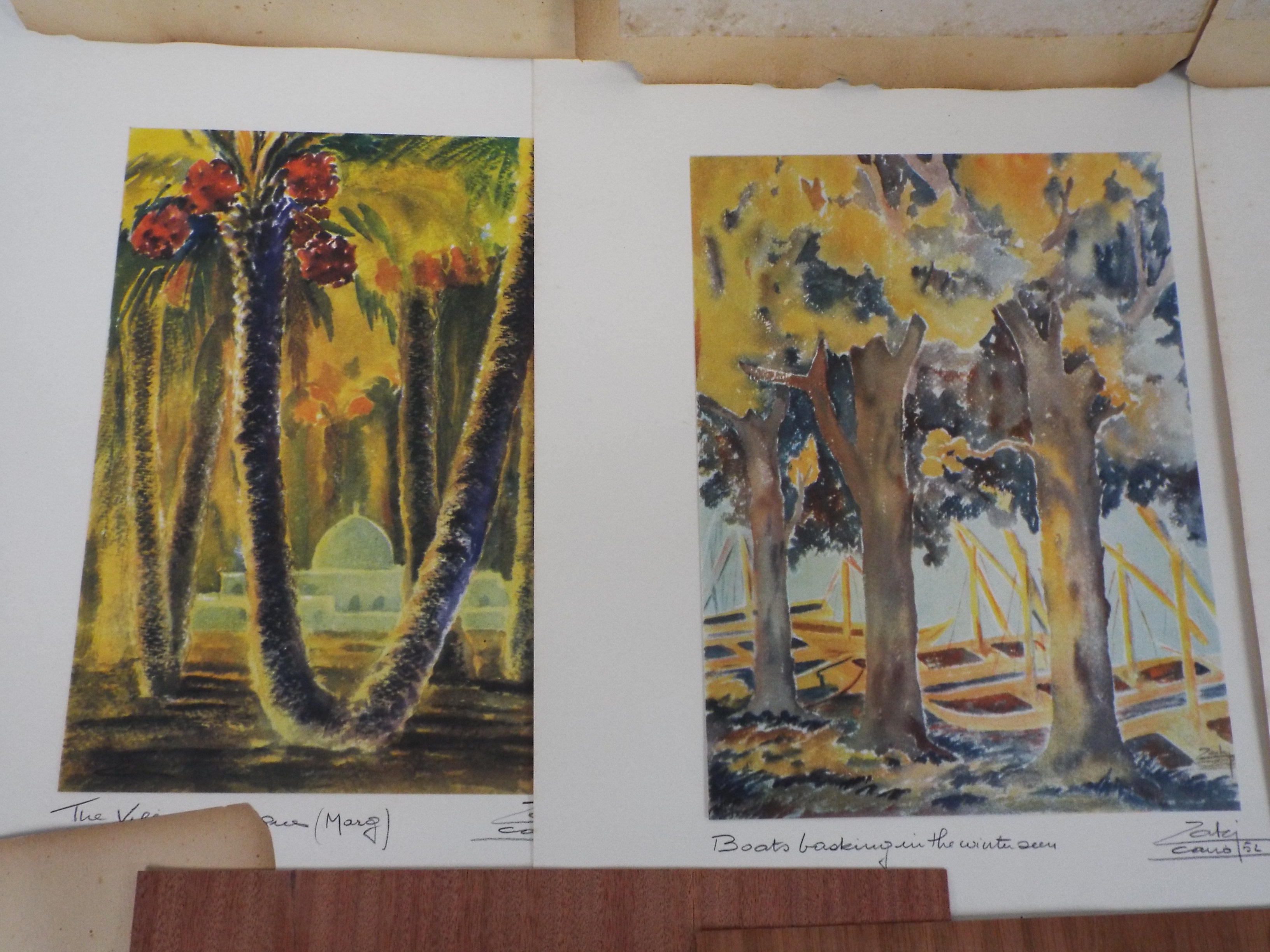 Five vintage Oriental pictures, ink and watercolour, each approximately 18 cm x 18 cm image size, - Image 6 of 11