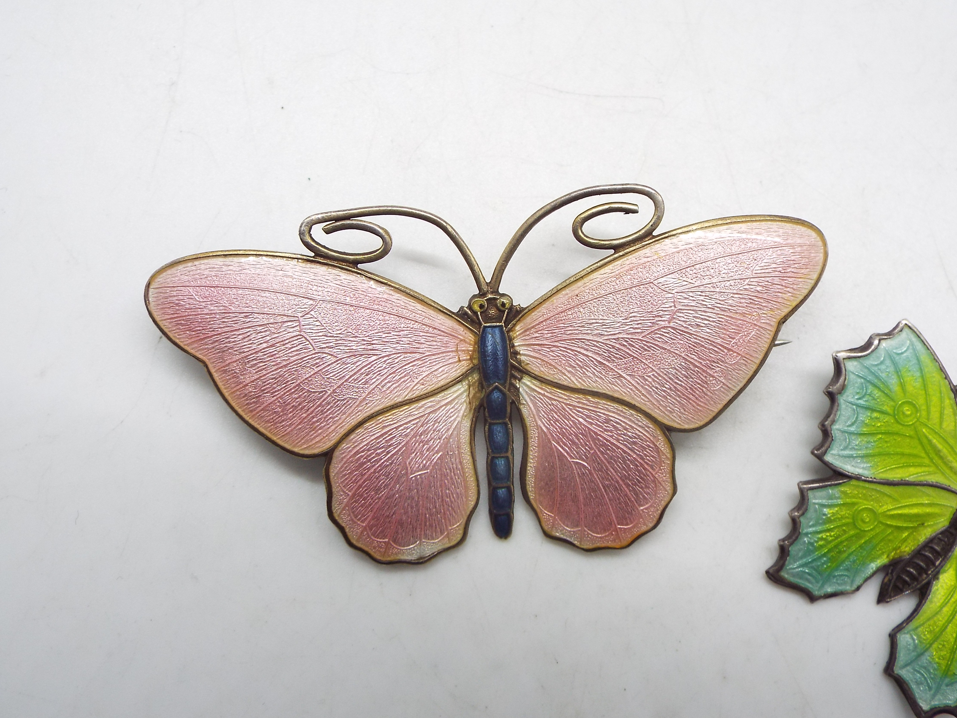 Two enamelled butterfly brooches, one stamped Silver, largest approximately 6 cm (l). - Image 2 of 4