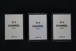 Three 7 ml bottles of Chanel No5, factory sealed.