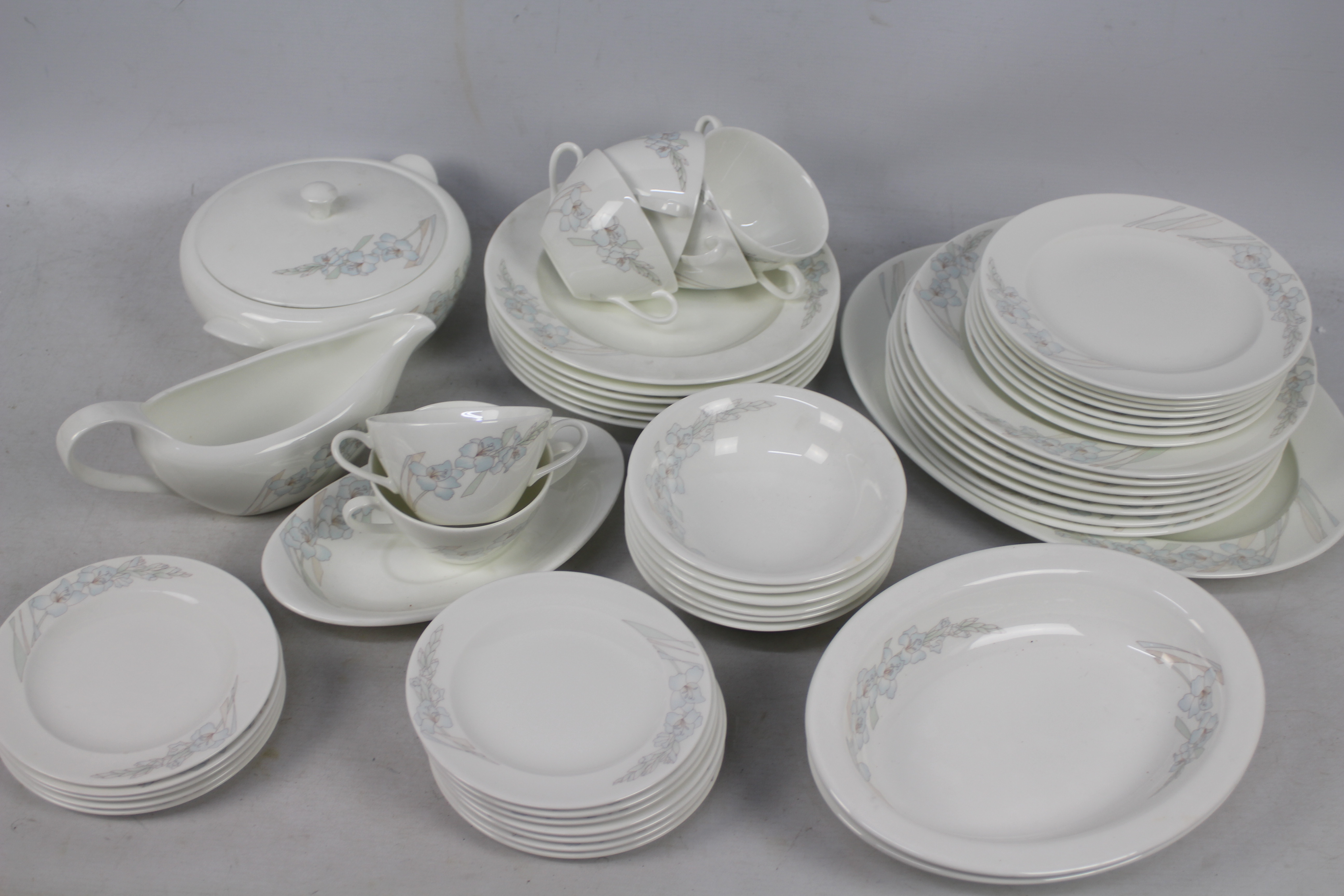 A quantity of Wedgwood dinner and tea wares in the Ice Flower pattern, approximately 50 pieces.