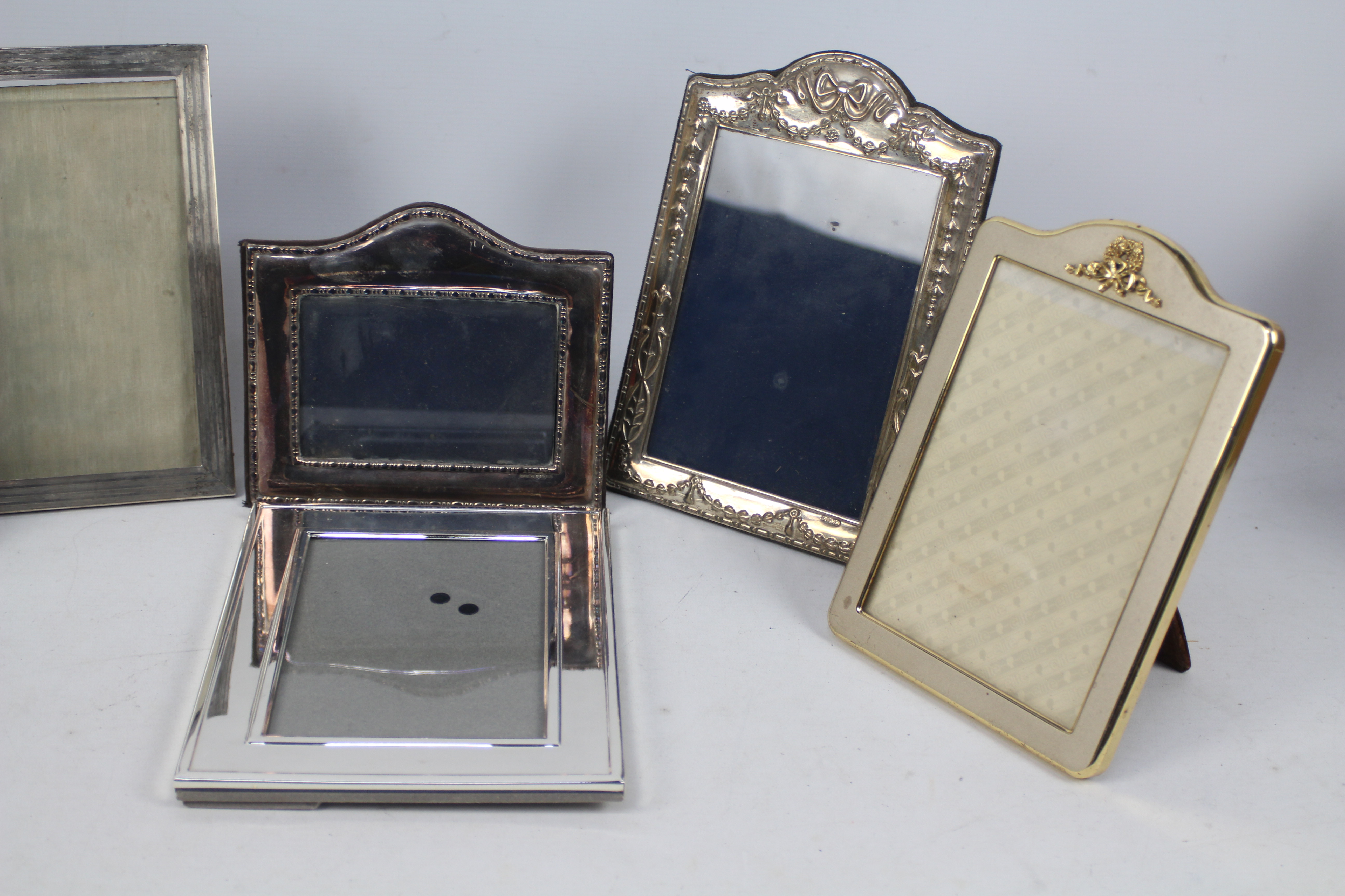 Six easel back photograph frames three of which are silver mounted, - Image 3 of 3