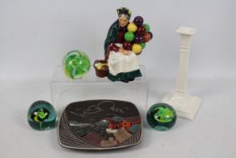 Mixed ceramics and glassware to include a Royal Doulton figure The Old Balloon Seller # HN1315 19
